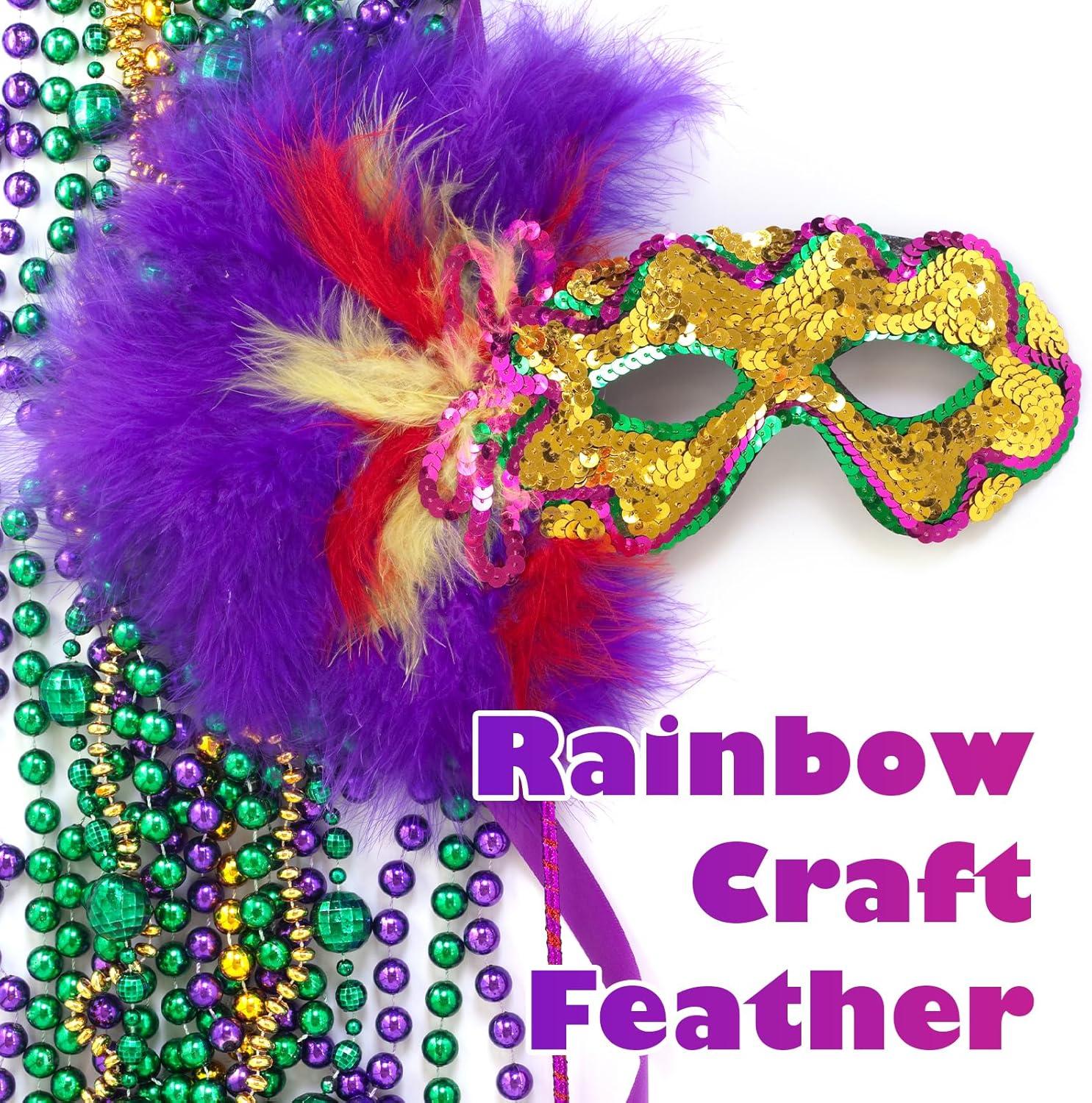 imageCONEHOY 3300 Pcs Craft Feathers Bulk 35 in Colorful Crafts Feathers Rainbow Feather Decoration for Table Centerpiece Wedding Mask Mardi Gras Suppl Carnival Party