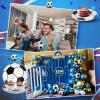 image120 Pcs Soccer Ball Plates 7 In Disposable Dinner Plates Soccer Party Paper Tableware Food Desserts Plates for Sport Themed Birthday Parties Soccer Party Supplies