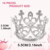image16Piece Crown Cake Topper Set  Queen Mini Tiny Crowns for Princess Decorative Pearl Cupcake Toppers for Girl Birthday Party Lady Wedding  Gold 8PCS Silver 8PCS