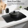 image2 Pcs Extra Large Silicone Dish Drying Mat with Drain Lip 236 x 19 Inch Dish Drainer Liner Rubber Counter Drying Pad for Kitchen Sink Drawer Black