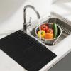 image2 Pcs Extra Large Silicone Dish Drying Mat with Drain Lip 236 x 19 Inch Dish Drainer Liner Rubber Counter Drying Pad for Kitchen Sink Drawer Black