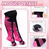 image25 Pairs Breast Cancer Awareness Socks Pink Ribbon Calf Knee High Socks 25 Pcs Wristbands Softball Soccer Football for Women Men