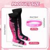 image25 Pairs Breast Cancer Awareness Socks Pink Ribbon Calf Knee High Socks 25 Pcs Wristbands Softball Soccer Football for Women Men