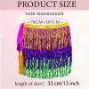 image3 Pcs Womens Sequin Tassel Skirt Belly Dance Sequins Skirt Carnival Costume Sparkly Fringe Wrap Skirt for Women Multicolor