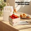 image34 Pieces Wooden Berry Basket Bulk 4 x 4 x 26 Inch One Pint Square Small Wooden Picking Boxes Vented Gift Baskets for Food Storage Spring Party Decorations Baby Shower