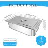 image4 Pcs Stainless Steam with Lid 11 Size x 6 Inch Deep Reusable Hotel Pan Rust Proof Steel Table Pan for Home Kitchen Restaurant Party Buffet Supplies