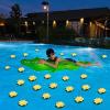 image42 Pcs Floating Pool Lights LED Lotus Floating Lanterns Lifelike Floating Flower Light Battery Operated Lily Pad Flower Candle Fun Pool Accessories for Garden Pond DecorWhite 39 Inch