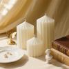 image6 Sets Ribbed Pillar Candles 28 42 51 Inches Heights Romantic White Soy Wax Scented Ribbed Candles for Home Decoration Birthday Gift
