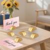 image60 Pcs Gold Table Number Stands Semicircular Design Wooden Table Name Holder Place Card Holders Photo Clips for Wedding Restaurant Menu Birthday Party Banquet Office Tag