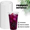 image600 Count 98mm Clear PET Plastic Flat Lids Transparent Coffee Cup Cover Disposable Cup Lids with Straw Slot for 16 20 24 oz Cups for Home Office Ice Cream Iced Milkshake Travel Supplies