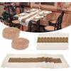 image10 Sets Boho Placemats Macrame Style Bicolor Stitching Round Woven Placemats Cotton Burlap Farmhouse Rustic Long Table Runner for Home Kitchen Table Dining Brown
