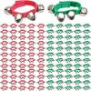 image100 Pcs Christmas Wrist Band Jingle Bells Percussion Wrist Shaking Bells Musical Rhythm Instrument Ankle Bells for Christmas Party Decoration Favors Red GreenModern