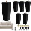 image12 Set Furniture Legs with Installation Hardware 6 Inch Black Square Replacement Couch Legs Solid Wood Sofa Furniture Feet for Mid Century Armchair Bed Dresser Cabinet