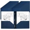 image120 Pcs Plastic Folders with Pockets and Prong Two Pockets Folders for School Office Teachers Students Office Workers Navy Blue