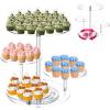image2 Pcs Tiered Cupcake Display Stand with Tiered Tray 4 Tier Round Clear Cake Cupcake Tower Stand Combo Rotatable Acrylic Cake Holder for Birthday Party Wedding Dessert Pastry Table