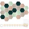 image24 Pcs Hexagon Cork Board 67 x 59 in DIY Hanging Felt Tiles Notice Bulletin Board with Wooden Push Pins and Double Sided Tape for Home Office Walls Photo Memo Note