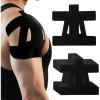 image24 Pcs Kinesiology Tape Pre Cut Breathable Waterproof Elastic Kinesiology Athletic Tape for Shoulder Pain Relief Muscle Sports Shoulder Support Black