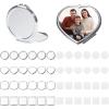 image24 Pcs Sublimation Blanks Small Compact Mirror 4 Shapes Double Sided Cosmetic Mirror Metal Pocket Makeup Mirror Heat Transfer Cosmetic Mirror Folding Handheld Compact Mirror for Women Travel Home