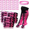 image25 Pairs Breast Cancer Awareness Socks Pink Ribbon Calf Knee High Socks 25 Pcs Wristbands Softball Soccer Football for Women Men