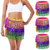 image3 Pcs Womens Sequin Tassel Skirt Belly Dance Sequins Skirt Carnival Costume Sparkly Fringe Wrap Skirt for Women Multicolor