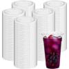 image600 Count 98mm Clear PET Plastic Flat Lids Transparent Coffee Cup Cover Disposable Cup Lids with Straw Slot for 16 20 24 oz Cups for Home Office Ice Cream Iced Milkshake Travel Supplies
