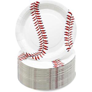 image100 Pcs Baseball Plates  7 Inch Baseball Dinner Plate  Paper Dessert Dishes Plates  Disposable Tableware Plates for Baseball Themed Party Sports Party Decoration Baseball Party Supplies