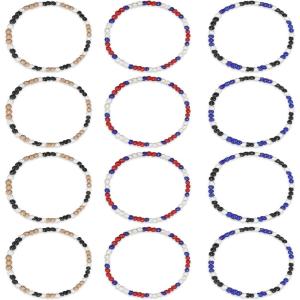 image12 Pcs Baseball Beaded Necklace 18 in Bling Collection Clay Beaded Necklace Glitter Rhinestone Gifts for Men Women Baseball Team Lovers