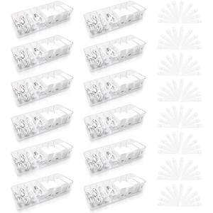 image12 Pcs Clear Plastic Charger Cord Organizer Box Electronics Charger Cable Storage Boxes with 120 Wire Ties Power Cord Organizer for Home Drawer Office Desk Organizers and Accessories