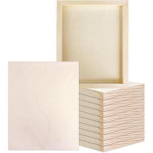 image12 Pcs Wood Panels 8 x 10 inch Unfinished Wooden Canvas Board for Painting Arts Pouring Oils Acrylics