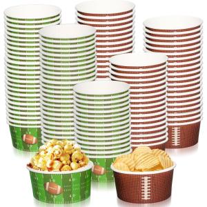 image120 Pcs 12 Oz Football Party Decorations Football Paper Snack Bowls Disposable Football Paper Bowls Candy Dessert Containers for Football Themed Party Birthday Party Supplies