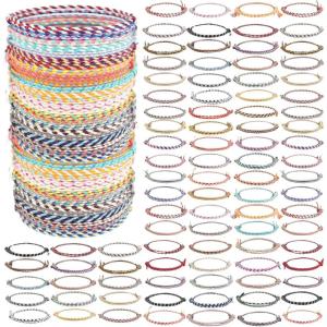 image120 Pcs Woven Wrap Friendship Bracelets Adjustable Thread Braided Bracelet Handmade Beach String Bracelets for Birthday Gifts Women Party Favors