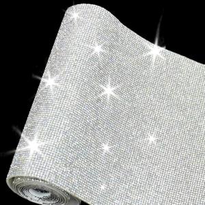 image121500 Pcs Bling Bling Rhinestone Sheet 59 x 787 Inch Self Adhesive Glitter Crystal Diamond Sticker Wrap DIY Vinyl Gem Stickers for Home Craft Arts Decoration Car Event Silver