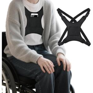 image2 Pcs Wheelchair Seat Belt Prevent Sliding Safety Strap Adjustable Seatbelt Vest Restraint Straps Wheelchair Chest Harness for Adults Elderly and Disabled Torso SupportBlack