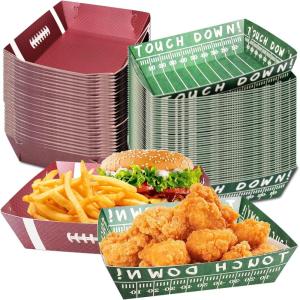 image200 Pcs Football Party Favors 5 lb Football Paper Trays Large Football Plates Food Boats Disposable Football Bowls Serving Tray for Birthday Party Decorations Football Theme Party Supplies