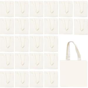 image25 Pcs Mini Tote Bag Reusable Grocery Bags Blank Canvas Tote Bags DIY Sacks Gift Bags for Kids DIY Craft Party Favors 85 x 8 Inch25 Pcs