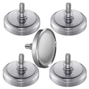 image5 Pcs Neodymium Round Magnet with M6 Male Thread 150 Lb Circular Magnet with Washer Nut Round Base Mounting for Lighting Camera Other Brackets