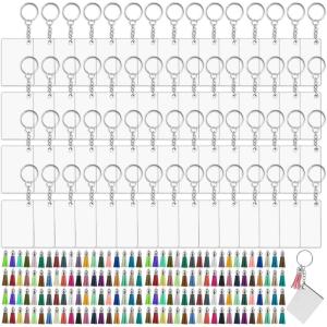 imageCONEHOY 500 Pcs Sublimation Keychain Blanks Set  2315 Inch Rectangular Sublimation Blanks  Tassels Set with Key Rings  Sublimation Blanks Set for DIY Keychain and Craft DoubleSide Printed