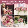 image10 Bundles Artificial Peonies Flowers Boho Spring Bouquet Decoration Faux Flowers Artificial Centerpiece for Wedding Floral Arrangements Vase Pink Dark Pink