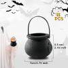 image48 Pcs Mini Cauldron Kettles  Black Witch Calderon Pot  Plastic Cauldrons Candy Holder  Halloween Cauldrons Bucket for StPatricks Day Wizard Themed Kids Boys Girls Party Favors Decoration