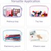 image8 Pcs Hard Clear Zipper Case with Stickers 75 x 39 x 2 in Transparent Plastic Cases Snacks Storage Box Makeup Bag Containers for Building Blocks Puzzles Cosmetics Multicolor