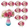 image10 Bundles Artificial Peonies Flowers Boho Spring Bouquet Decoration Faux Flowers Artificial Centerpiece for Wedding Floral Arrangements Vase Pink Dark Pink