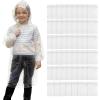 image52 Pcs Kid Ponchos Bulk Disposable Emergency Raincoat with Drawstring Hood and Elastic Sleeves Rain Ponchos for Kids