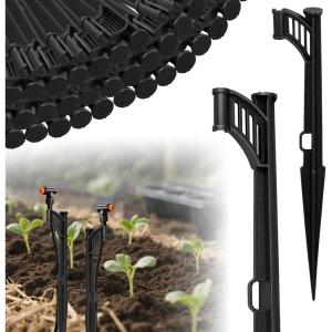 image32 Pcs 128 Inch Irrigation Drip Support Stakes 14 Inch Adjustable Riser Drip Lines Tubing Hose Holde for Gardens Ground Micro Sprinkler Stakes Irrigation Supplies