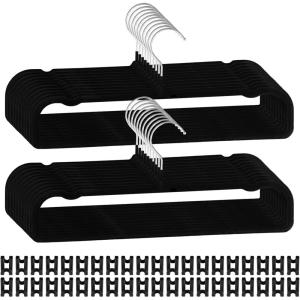 image40 Pcs Velvet Pants Hangers with 40 Hooks Non Slip Black Velvet Hangers Slim Clothes Hanger Strong Space Saving Flocked Hanger for Closet Shorts Pants Bra Shirts