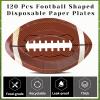 image120 Pieces Football Shaped Disposable Paper Plates elliptical Football Themed Plates Football Party Decor Supplies for Football Birthday Party Sports Game Decorations 94 x 59 Inch
