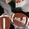 image120 Pieces Football Shaped Disposable Paper Plates elliptical Football Themed Plates Football Party Decor Supplies for Football Birthday Party Sports Game Decorations 94 x 59 Inch