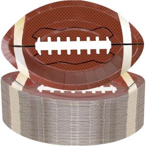 image120 Pieces Football Shaped Disposable Paper Plates elliptical Football Themed Plates Football Party Decor Supplies for Football Birthday Party Sports Game Decorations 94 x 59 Inch