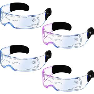 image4 Pairs LED Visor Glasses Light up Glasses Futuristic Punk Accessories 7 Colors for Cosplay Bar Rave Party Costume