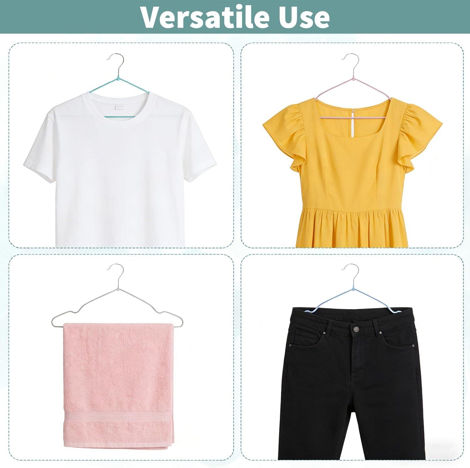 image120 Pcs Metal Wire Non Slip Hangers Space Saving Strong 157 in Triangle Hanger for Closet Rack Dorm Clothes Bridal Boutique Dress Suit Coat Colorful