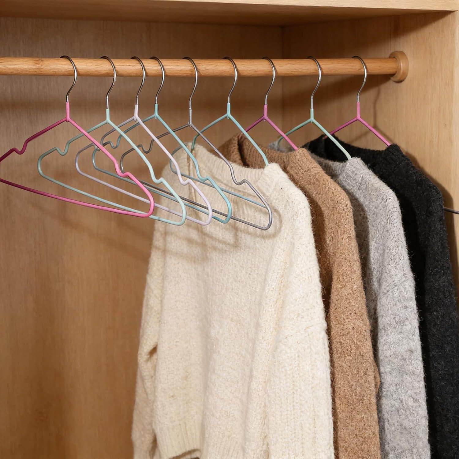 image120 Pcs Metal Wire Non Slip Hangers Space Saving Strong 157 in Triangle Hanger for Closet Rack Dorm Clothes Bridal Boutique Dress Suit Coat Colorful